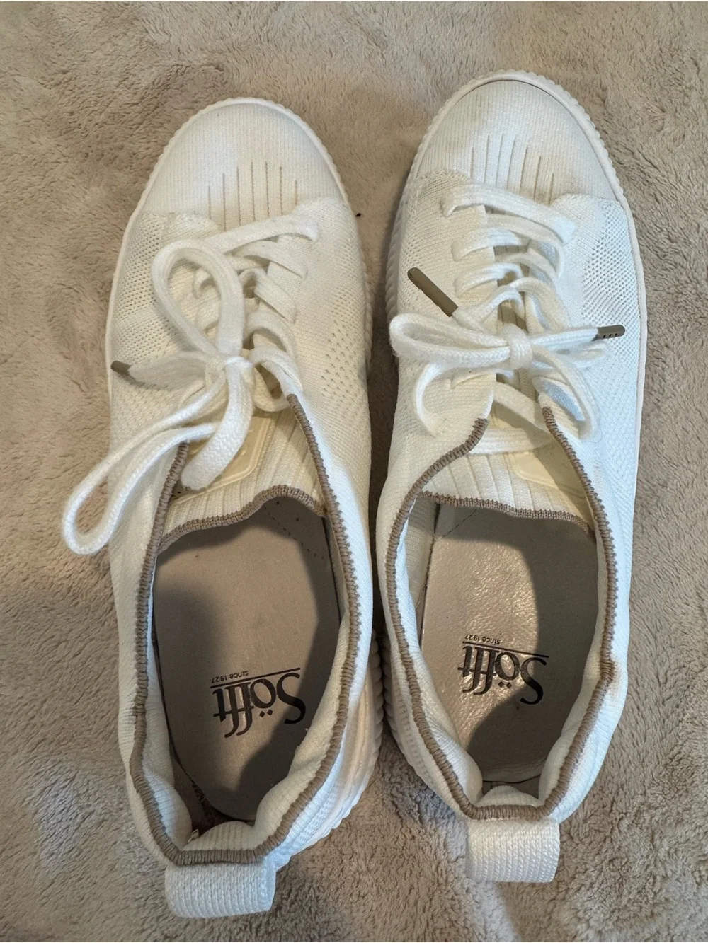 Sofft Faro Knit Mesh Low-Top Sneakers White Sz 9 Lightweight Arch Support